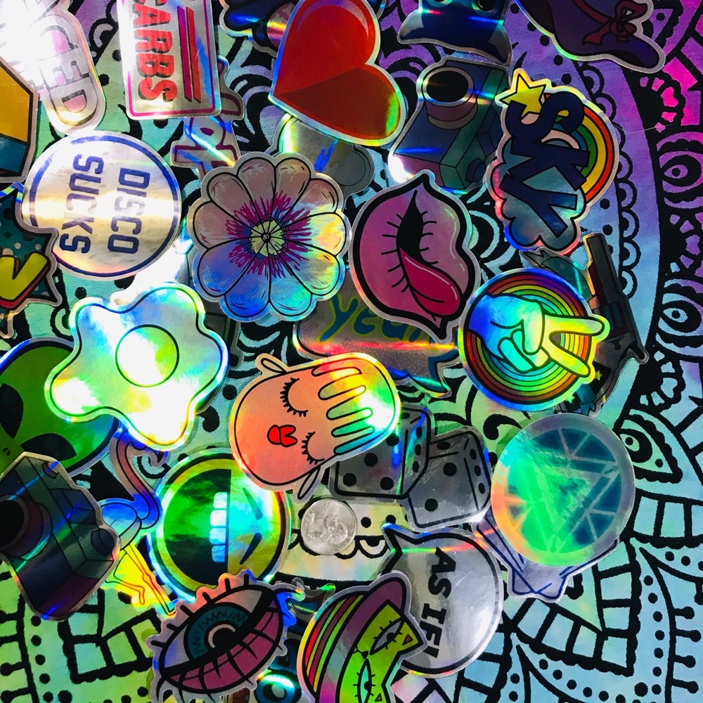Metallic Flower Prismatic Reflective Single Decor Sticker - Picture 9 of 10
